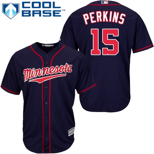 Twins #15 Glen Perkins Navy blue Cool Base Stitched Youth MLB Jersey