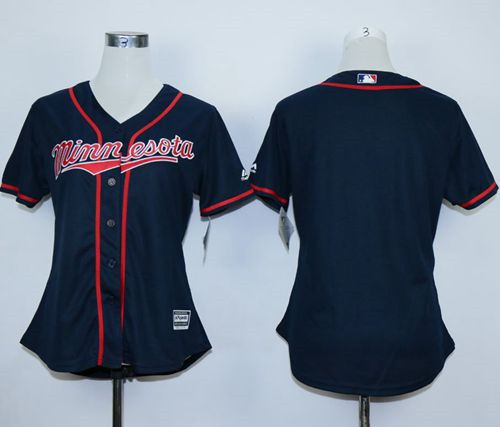 Women Minnesota Twins Blank Navy Blue Alternate Road Stitched Baseball Jersey