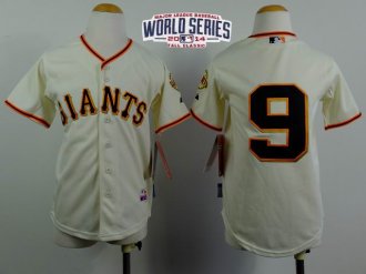 Youth Giants #9 Brandon Belt Cream W 2014 World Series Patch MLB Jersey