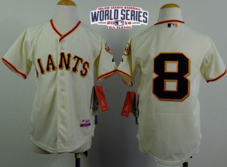 Youth Giants #8 Hunter Pence Cream W 2014 World Series Patch MLB Jersey