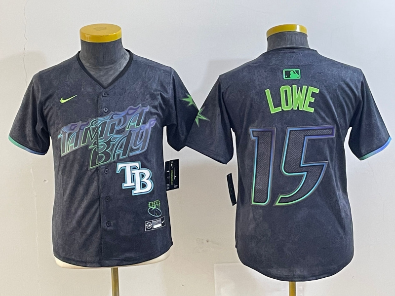 Youth Tampa Bay Rays #15 Josh Lowe Charcoal 2024 City Connect Limited Stitched Baseball Jersey(Run Small) 6