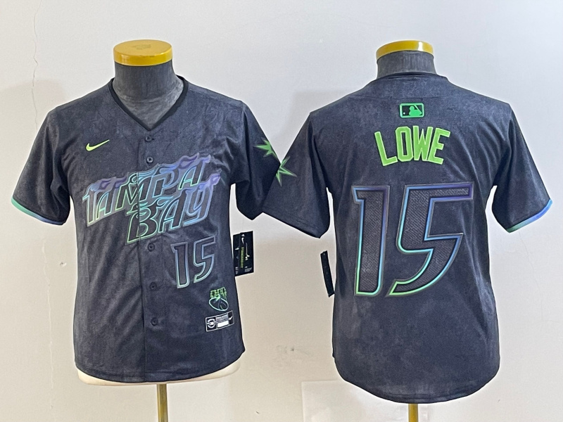 Youth Tampa Bay Rays #15 Josh Lowe Charcoal 2024 City Connect Limited Stitched Baseball Jersey(Run Small) 5