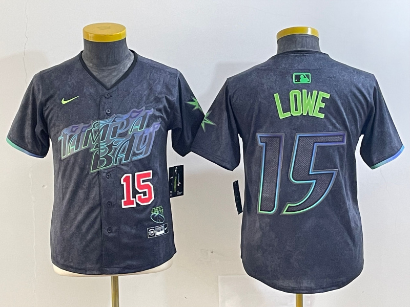 Youth Tampa Bay Rays #15 Josh Lowe Charcoal 2024 City Connect Limited Stitched Baseball Jersey(Run Small) 4