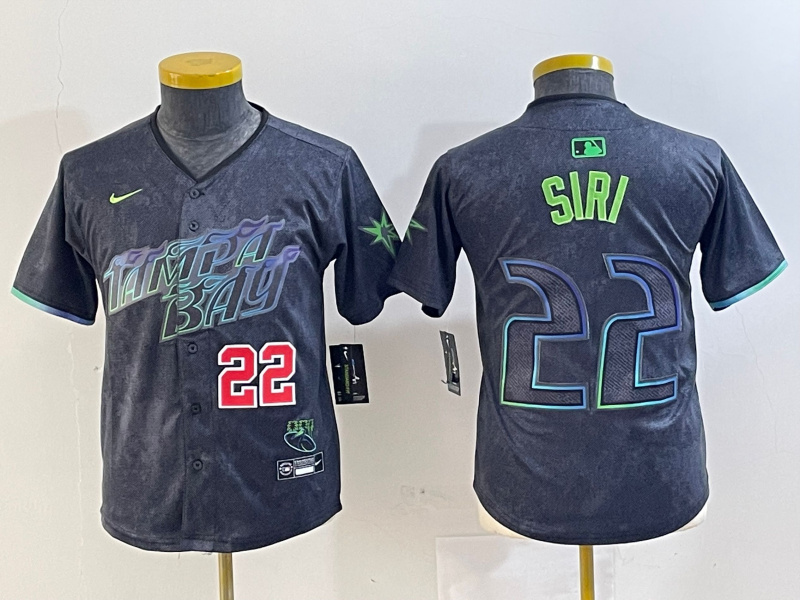 Youth Tampa Bay Rays #22 Jose Siri Charcoal 2024 City Connect Limited Stitched Baseball Jersey 3