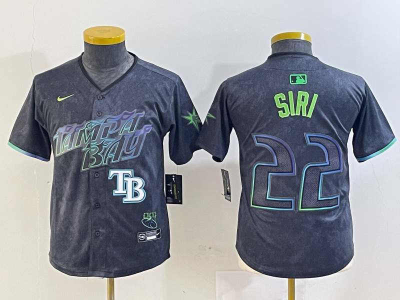 Youth Tampa Bay Rays #22 Jose Siri Charcoal 2024 City Connect Limited Stitched Baseball Jersey 1