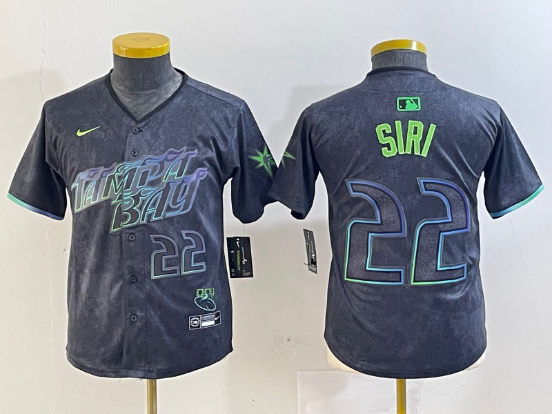 Youth Tampa Bay Rays #22 Jose Siri Charcoal 2024 City Connect Limited Stitched Baseball Jersey