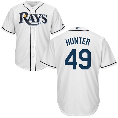 Rays #49 Tommy Hunter White Cool Base Stitched Youth MLB Jersey