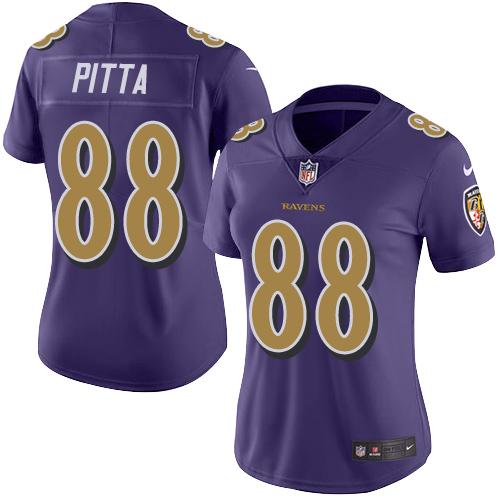 Nike Ravens #88 Dennis Pitta Purple Women's Stitched NFL Limited Rush Jersey