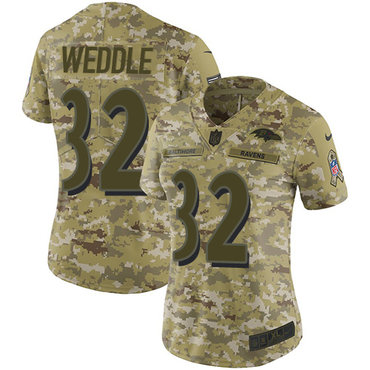 Nike Ravens #32 Eric Weddle Camo Women's Stitched NFL Limited 2018 Salute to Service Jersey