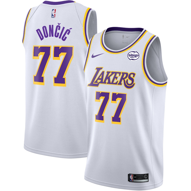 Men's Los Angeles Lakers #77 Luka Don?i? White 2025 Association Edition Stitched Basketball Jersey