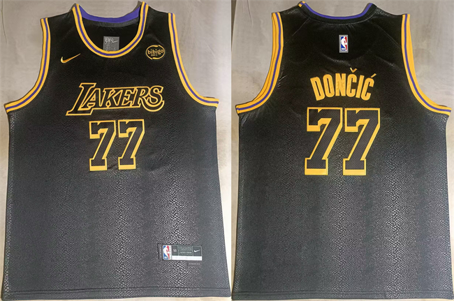 Men's Los Angeles Lakers #77 Luka Don?i? Black 2025 Stitched Basketball Jersey 1
