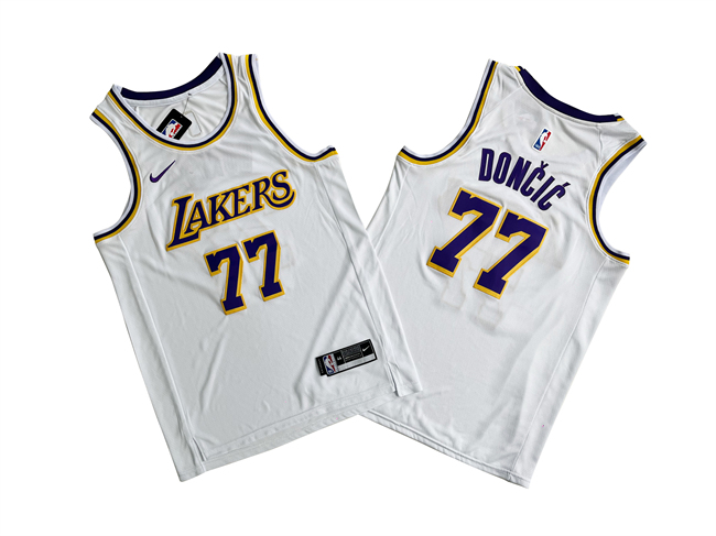 Men's Los Angeles Lakers #77 Luka Don?i? White Association Edition Stitched Basketball Jersey