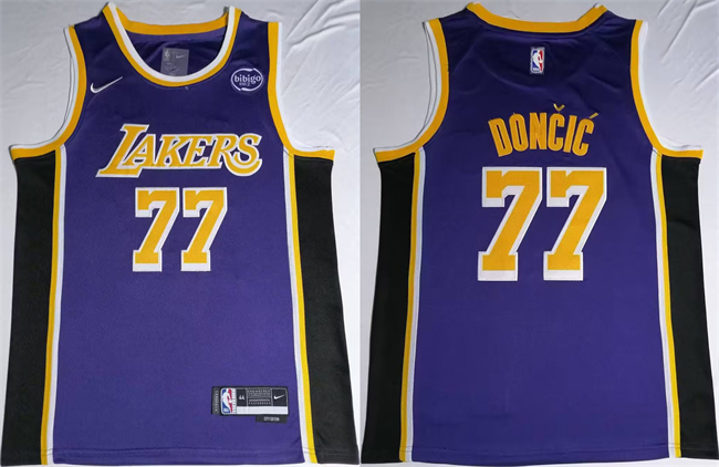 Men's Los Angeles Lakers #77 Luka Don?i? Puple 2024 25 Stitched Basketball Jersey