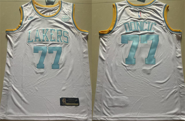 Men's Los Angeles Lakers #77 Luka Don?i? White 2025 Classic Edition Stitched Basketball Jersey