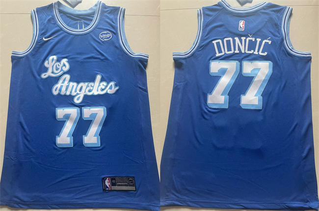 Men's Los Angeles Lakers #77 Luka Don?i? Blue 2025 Stitched Basketball Jersey