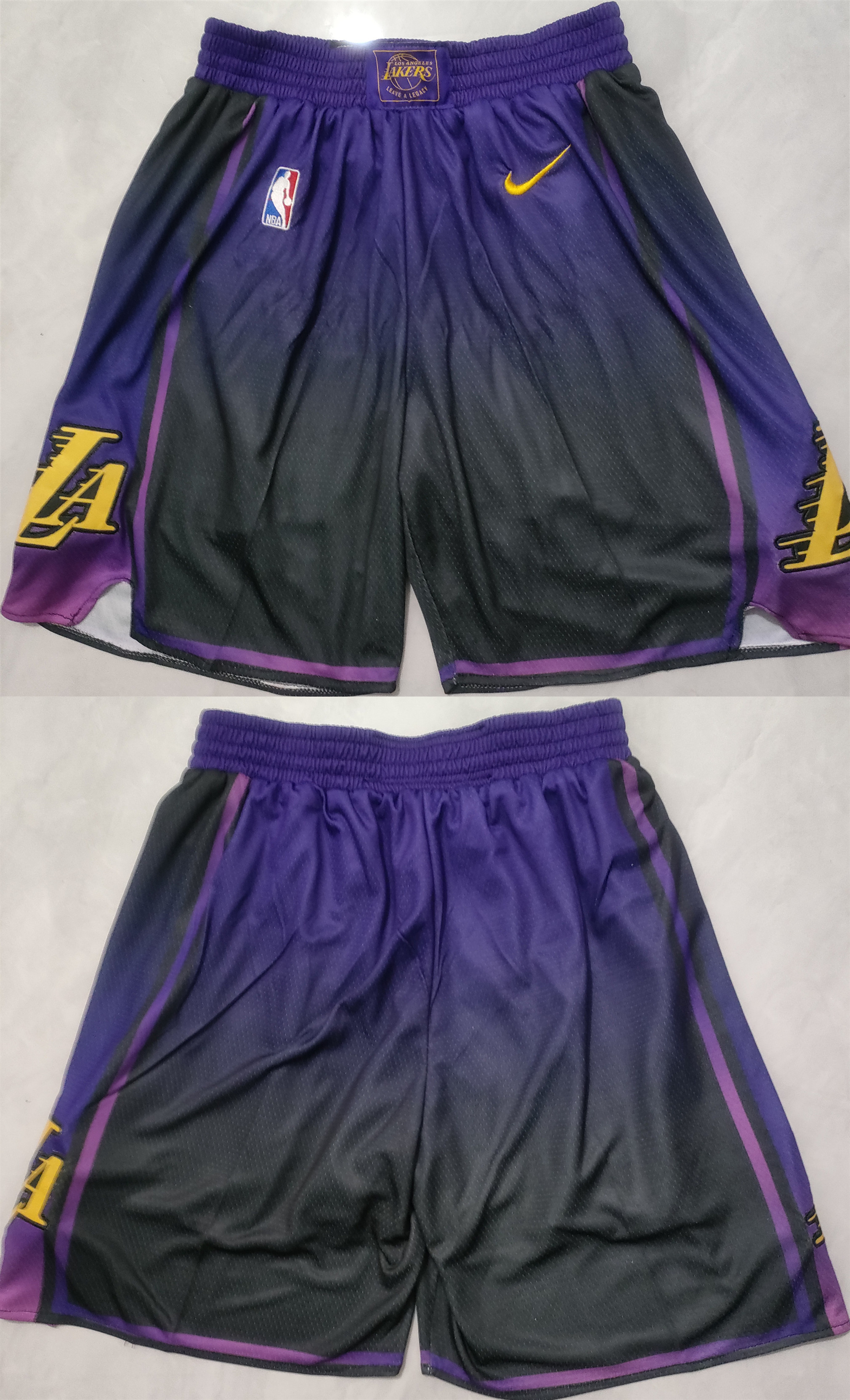 Men's Los Angeles Lakers Purple Black Shorts (Run Small)