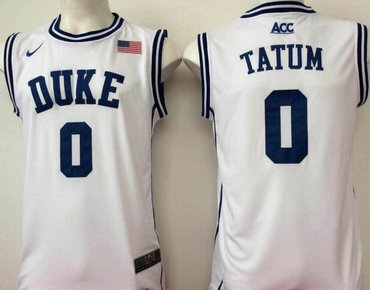 Duke Blue Devils 0 Jayson Tatum White College Basketball Jersey