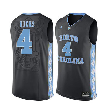 North Carolina Tar Heels 4 Isaiah Hicks Black College Basketball Jersey