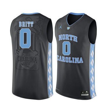 North Carolina Tar Heels 0 Nate Britt Black College Basketball Jersey