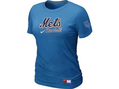 women New York Mets NEW L.blue Short Sleeve Practice T-Shirt