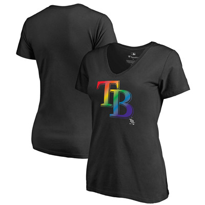 Women's Tampa Bay Rays Fanatics Branded Black Plus Sizes Pride T-Shirt