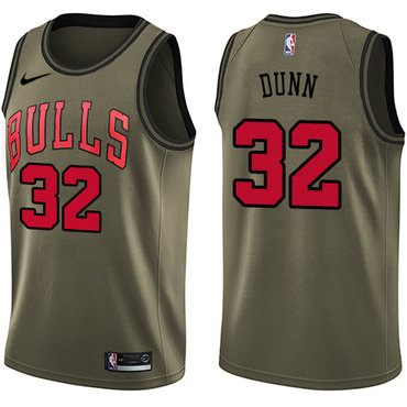 Nike Bulls #32 Kris Dunn Green Salute to Service NBA Swingman Jersey
