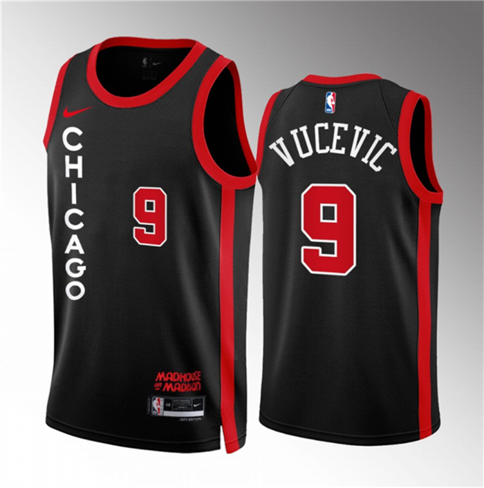 Men's Chicago Bulls #9 Nikola Vucevic Black 2023 24 City Edition Stitched Basketball Jersey