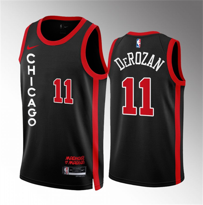 Men's Chicago Bulls #11 Demar Derozan Black 2023 24 City Edition Stitched Basketball Jersey
