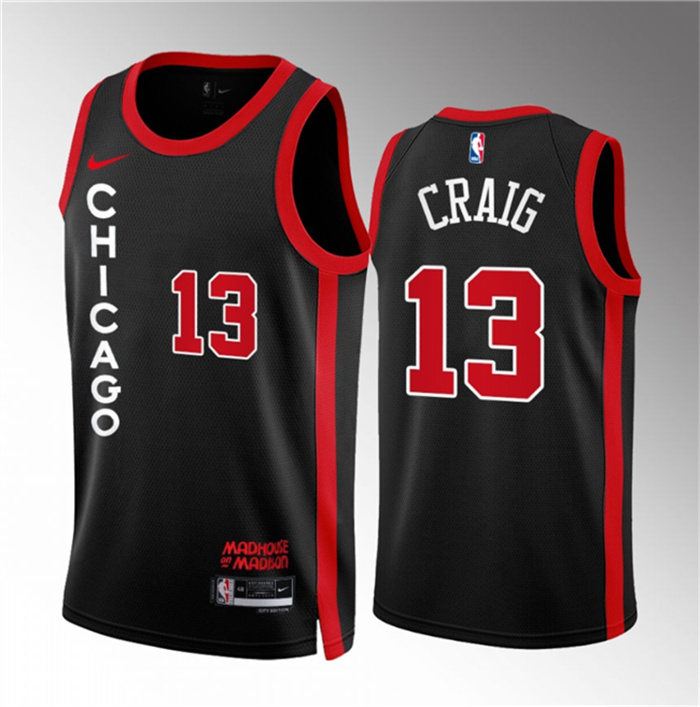 Men's Chicago Bulls #13 Torrey Craig Black 2023 24 City Edition Stitched Basketball Jersey