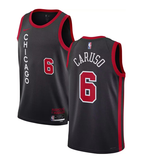 Men's Chicago Bulls #6 Alex Caruso Black 2023 24 City Edition Stitched Basketball Jersey