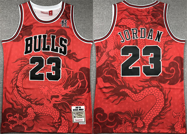 Men's Chicago Bulls #23 Michael Jordan Red 1997-98 Throwback Stitched Basketball Jersey 01