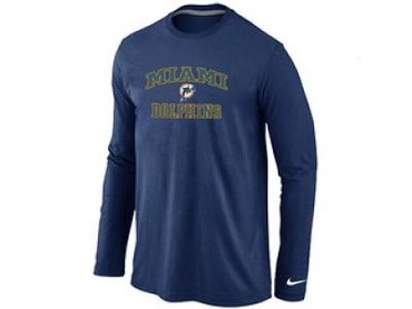 NEW Miami Dolphins Heart & Soul Long Sleeve T-Shirt D.Blue