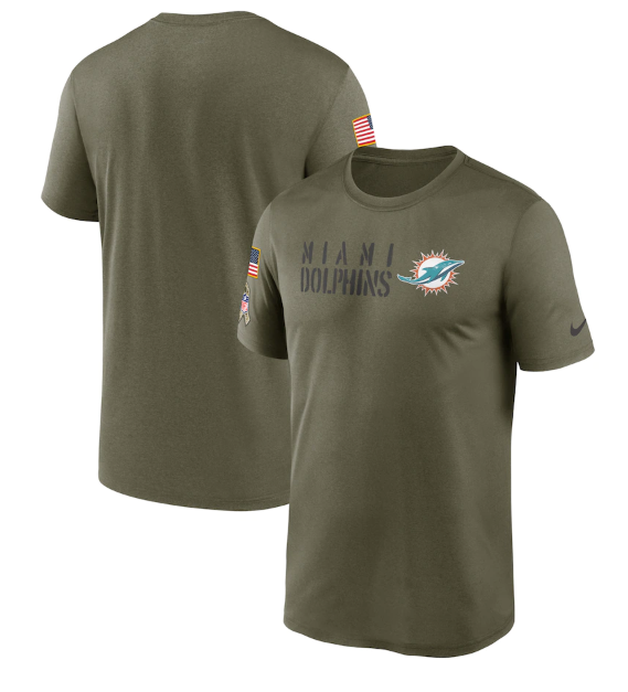 Men's Miami Dolphins Olive 2022 Salute To Service Legend Team T-Shirt