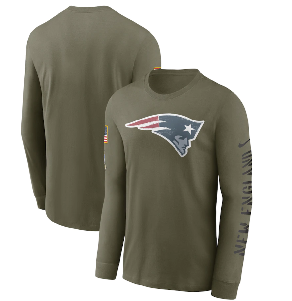 Men's New England Patriots Olive 2022 Salute To Service Long Sleeve T-Shirt