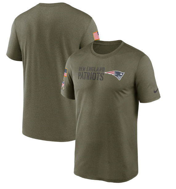 Men's New England Patriots Olive 2022 Salute To Service Legend Team T-Shirt
