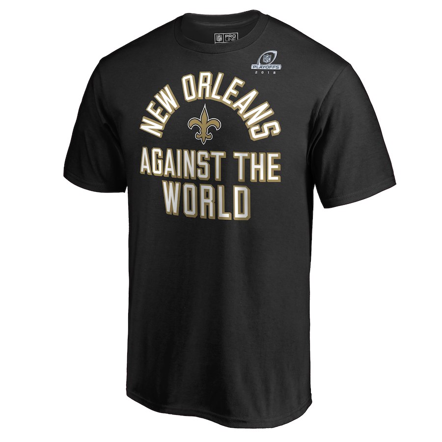 Saints Black 2018 NFL Playoffs Against The World Men's T-Shirt