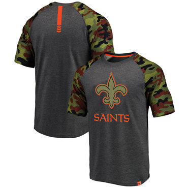 New Orleans Saints Heathered Gray Camo NFL Pro Line By Fanatics Branded T-Shirt