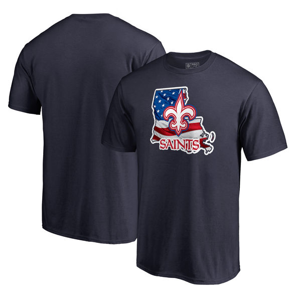 New Orleans Saints Navy NFL Pro Line By Fanatics Branded Banner State T-Shirt