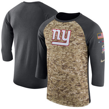Men's New York Giants Nike Camo Anthracite Salute To Service Sideline Legend Performance Three-Quarter Sleeve T Shirt