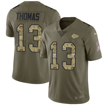 Nike Chiefs #13 De'Anthony Thomas Olive Camo Men's Stitched NFL Limited 2017 Salute To Service Jersey