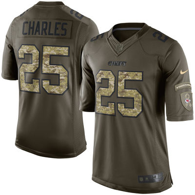 Men's Kansas City Chiefs 25 Jamaal Charles Nike Green Salute To Service Limited Jersey