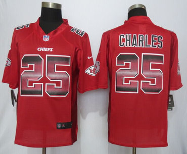 2015 New New Kansas City Chiefs #25 Jamaal Charles Red Strobe Limited Jersey