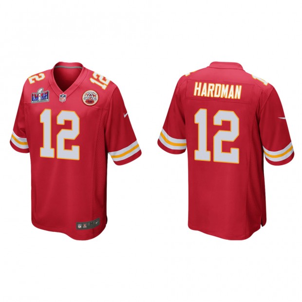 Men's Kansas City Chiefs #12 Mecole Hardman Red Super Bowl LVIII Game Jersey