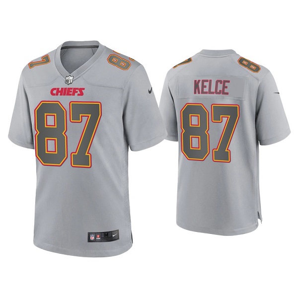 Men's Kansas City Chiefs #87 Travis KelceGrey Atmosphere Fashion Stitched Game Jersey