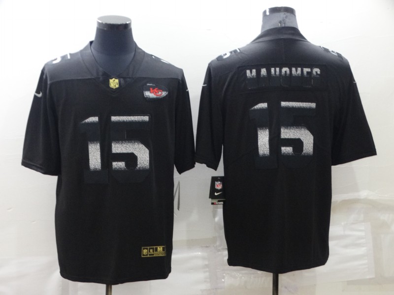 Men's Kansas City Chiefs #15 Patrick Mahomes Black Shadow Stitched Jersey