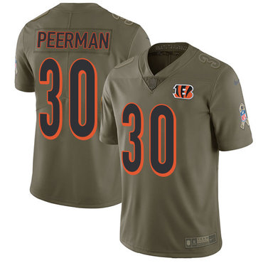 Nike Bengals #30 Cedric Peerman Olive Men's Stitched NFL Limited 2017 Salute To Service Jersey