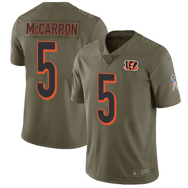 Nike Bengals #5 AJ McCarron Olive Men's Stitched NFL Limited 2017 Salute To Service Jersey