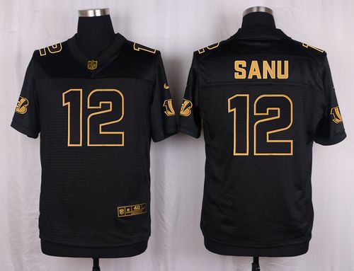 Nike Bengals #12 Mohamed Sanu Black Men's Stitched NFL Elite Pro Line Gold Collection Jersey