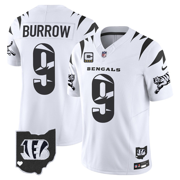 Men's Cincinnati Bengals #9 Joe Burrow White F.U.S.E. With 4-Star C Patch Special Vapor Untouchable Limited Stitched Football Jersey 1