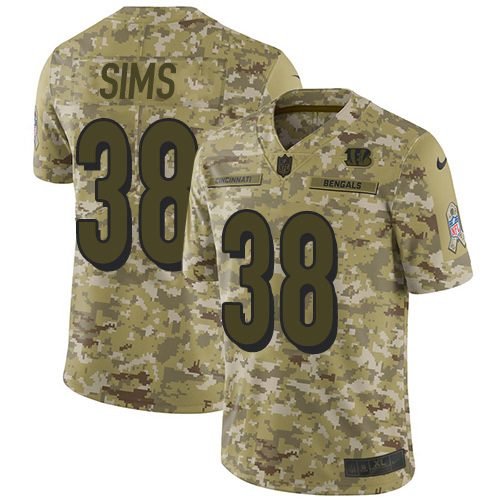 Nike Bengals #38 LeShaun Sims Camo Men's Stitched NFL Limited 2018 Salute To Service Jersey